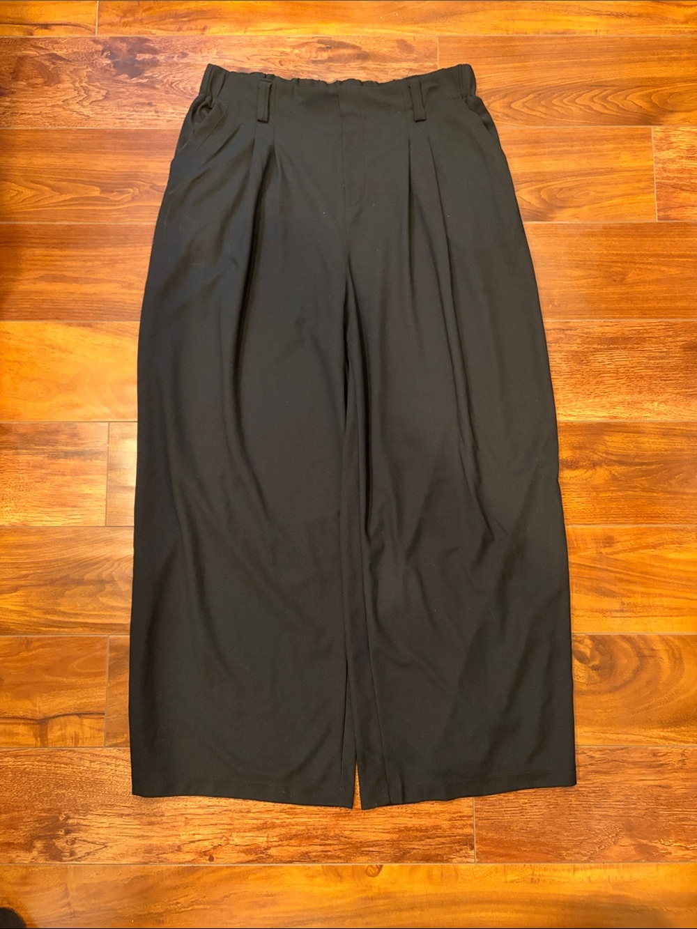 Halara Flex Waffle Knit High Waisted Wide Leg Pants Black Large Petite LP